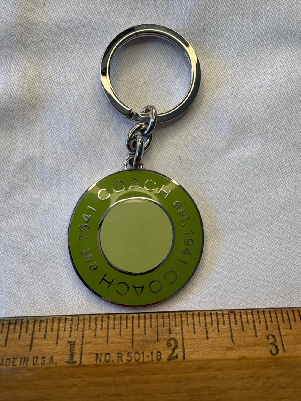 Coach Olive Green Round Logo Keyring